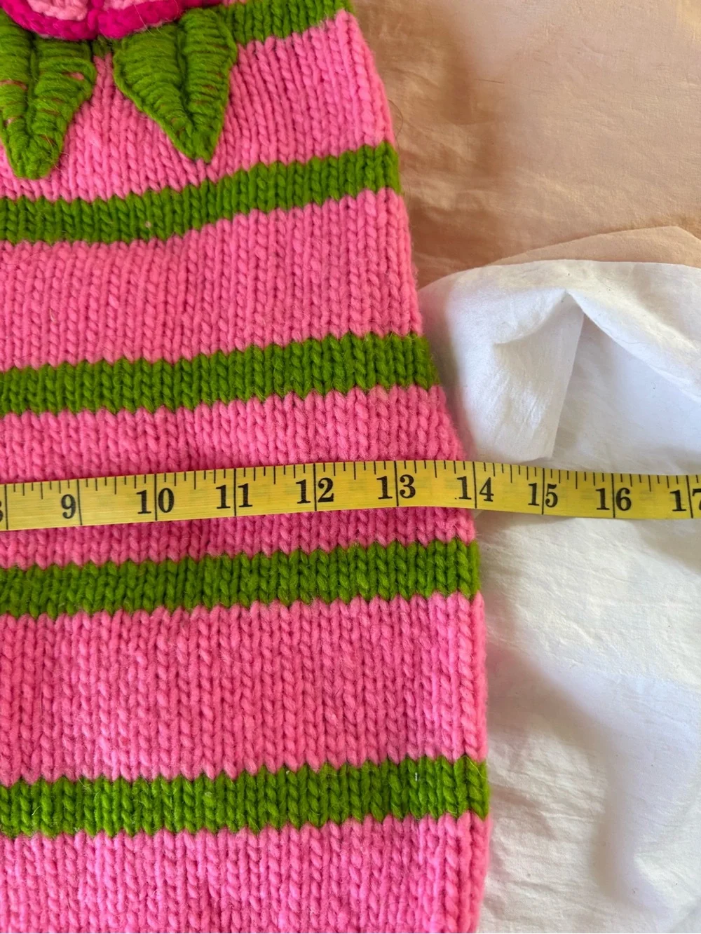 Chilly Dog Bright Pink Green Wool Large Dog Sweater Dress Skirt Floral Warm Cute